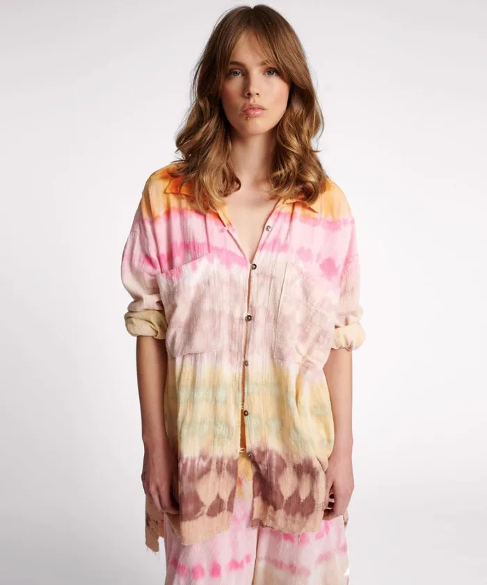 One Teaspoon Shirts MIRAGE HAND DYED MUSLIN LONGLINE SHIRT 8211 Women