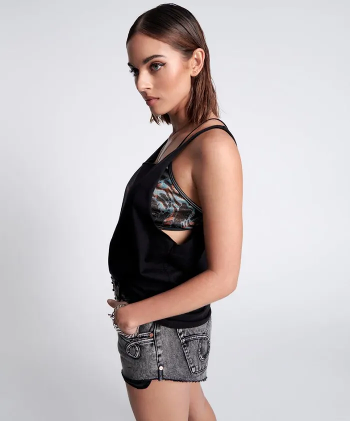 One Teaspoon Tees and Tanks BLACK STONE ORGANIC LOGO BARELY THERE TANK 8211 Women One Teaspoon Tees and Tanks BLACK STONE ORGANIC LOGO BARELY THERE TANK 8211 Women