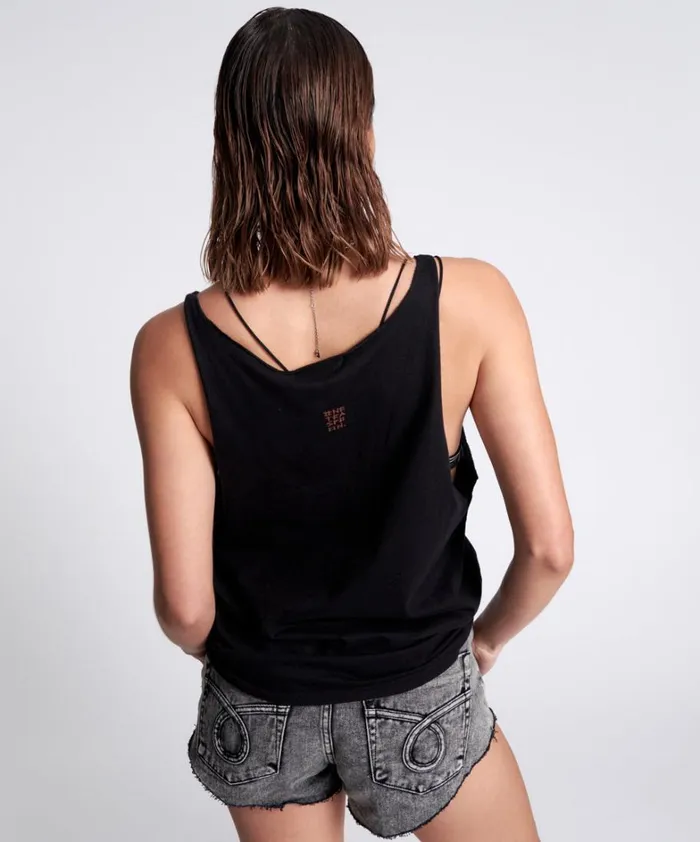 One Teaspoon Tees and Tanks BLACK STONE ORGANIC LOGO BARELY THERE TANK 8211 Women One Teaspoon Tees and Tanks BLACK STONE ORGANIC LOGO BARELY THERE TANK 8211 Women