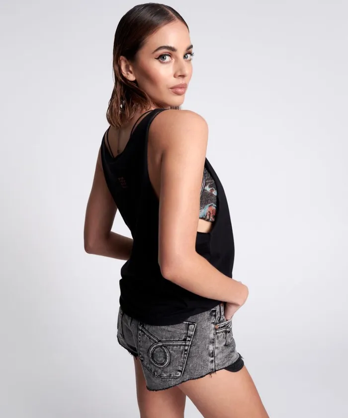 One Teaspoon Tees and Tanks BLACK STONE ORGANIC LOGO BARELY THERE TANK 8211 Women One Teaspoon Tees and Tanks BLACK STONE ORGANIC LOGO BARELY THERE TANK 8211 Women