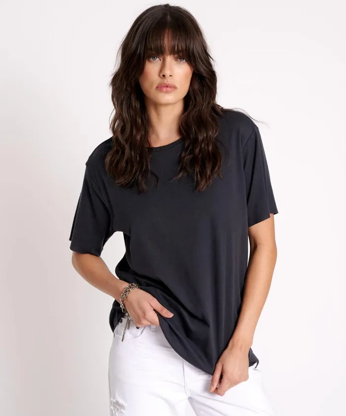 One Teaspoon Tees and Tanks BLACK STONE RIBBED UNISEX TEE 8211 Women