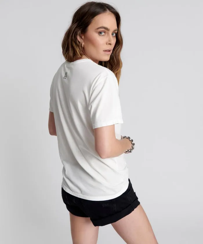 One Teaspoon Tees and Tanks ONE TEASPOON LOGO CREW NECK TEE WHITE 8211 Women
