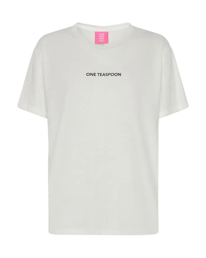 One Teaspoon Tees and Tanks ONE TEASPOON LOGO CREW NECK TEE WHITE 8211 Women
