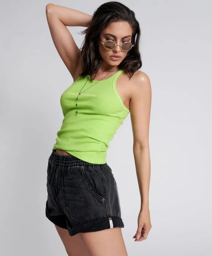 One Teaspoon Tees and Tanks ONE TEASPOON LOGO RIB SINGLET 8211 Women One Teaspoon Tees and Tanks ONE TEASPOON LOGO RIB SINGLET 8211 Women