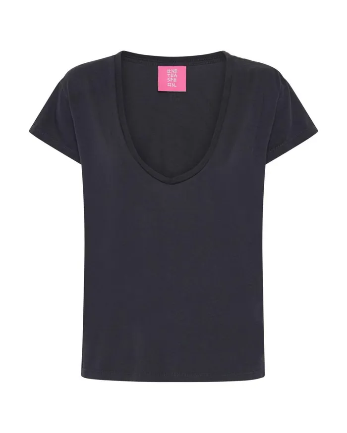 One Teaspoon Tees and Tanks ONE TEASPOON ORGANIC SCOOP NECK BASIC TEE BLACK 8211 Women