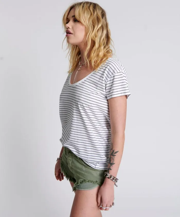 One Teaspoon Tees and Tanks ONE TEASPOON SCOOP NECK BASIC TEE MULTI 8211 Women