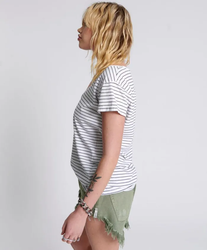 One Teaspoon Tees and Tanks ONE TEASPOON SCOOP NECK BASIC TEE MULTI 8211 Women