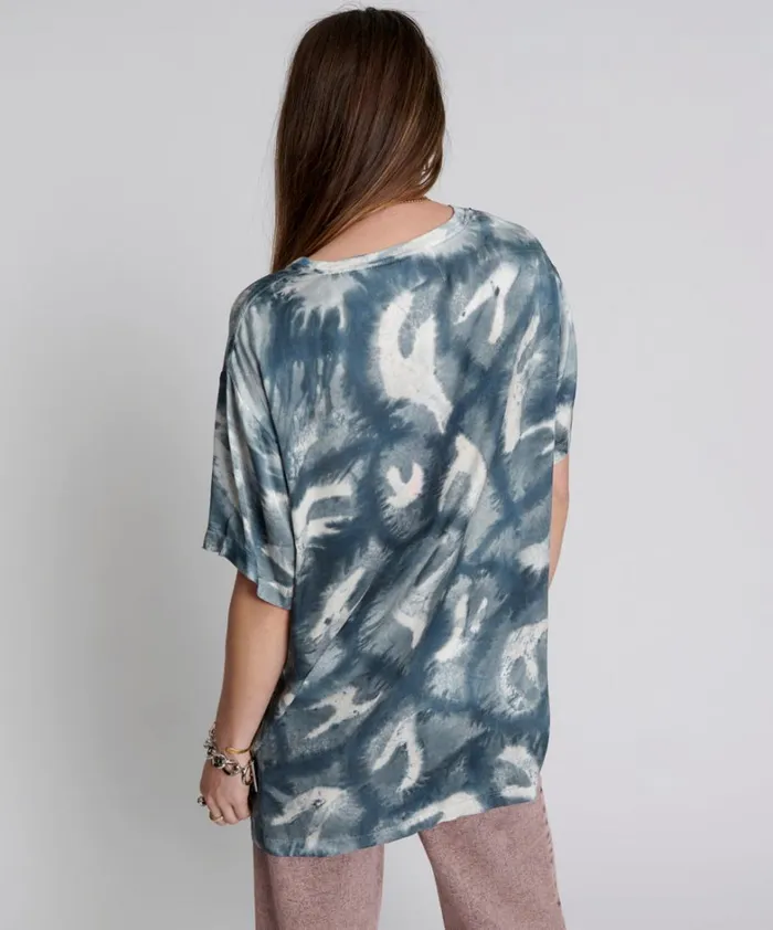 One Teaspoon Tees and Tanks REFLECTION HAND PRINTED SATIN TEE 8211 Women