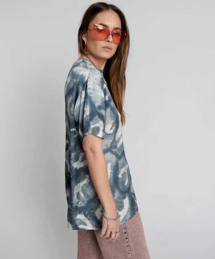 One Teaspoon Tees and Tanks REFLECTION HAND PRINTED SATIN TEE 8211 Women