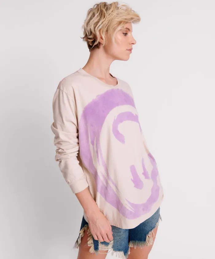 One Teaspoon Tees and Tanks SMILEY VIOLET LONG SLEEVE TEE 8211 Women