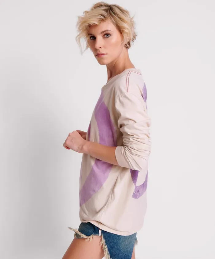 One Teaspoon Tees and Tanks SMILEY VIOLET LONG SLEEVE TEE 8211 Women