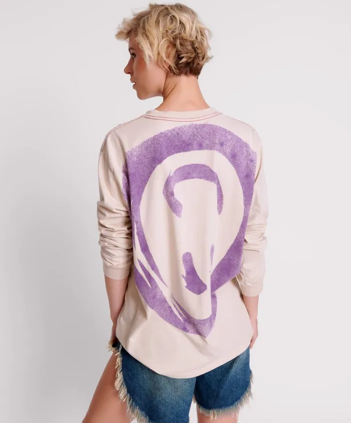 One Teaspoon Tees and Tanks SMILEY VIOLET LONG SLEEVE TEE 8211 Women