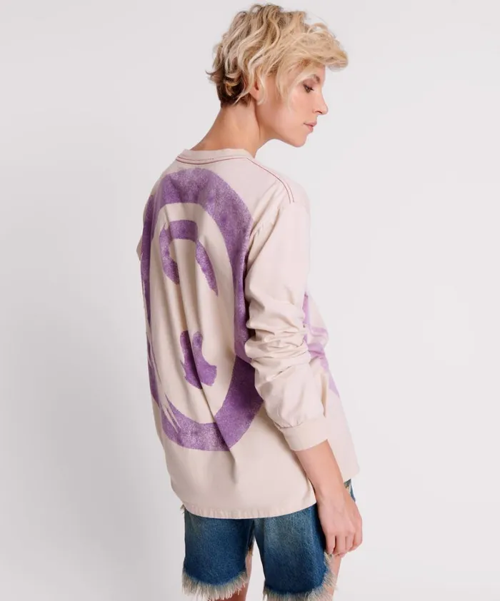 One Teaspoon Tees and Tanks SMILEY VIOLET LONG SLEEVE TEE 8211 Women