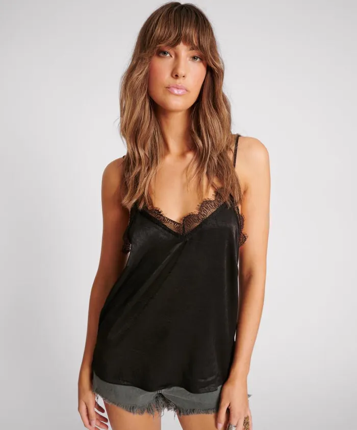 One Teaspoon Tops BLACK LACE CAMI TOP 8211 Women