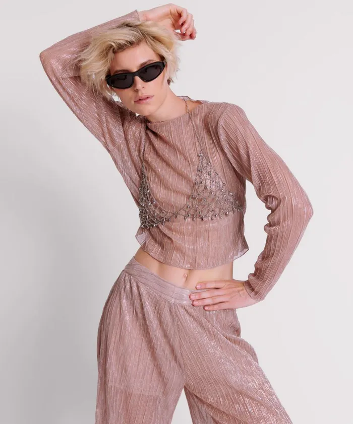 One Teaspoon Tops CELESTIAL ROSE PLISSE LONGSLEEVE TOP 8211 Women