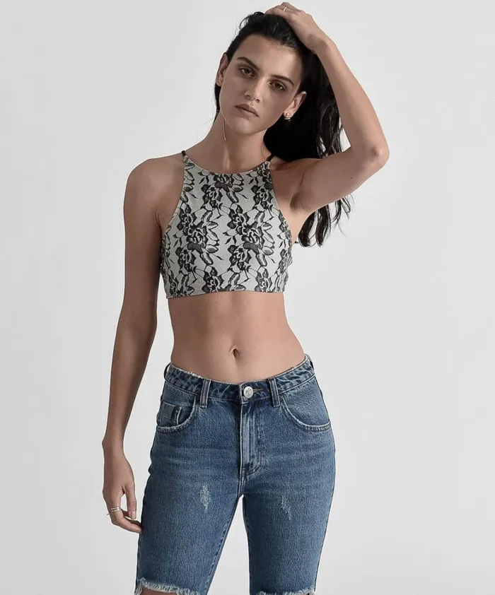 One Teaspoon Tops IVORY LOVER BOBBY CROP 8211 Women
