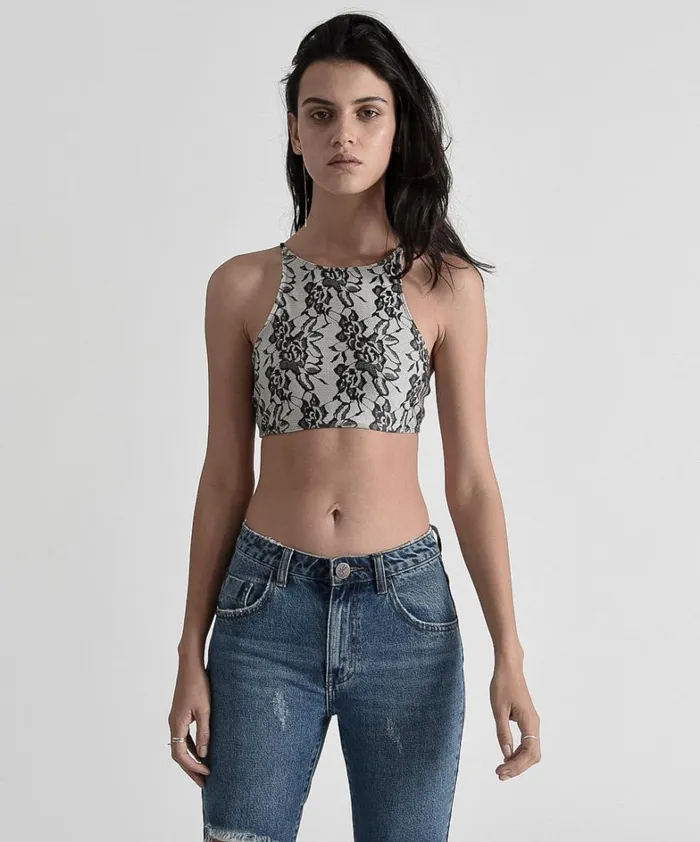 One Teaspoon Tops IVORY LOVER BOBBY CROP 8211 Women One Teaspoon Tops IVORY LOVER BOBBY CROP 8211 Women