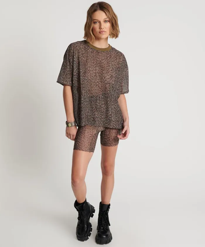 One Teaspoon Tops SAFARI CAMO CHIFFON TEE 8211 Women