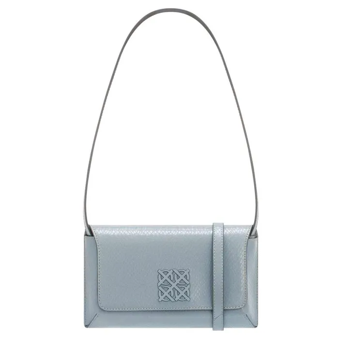 Oroton Baguette Bags Women Della Texture Small Baguette Dusk Blue