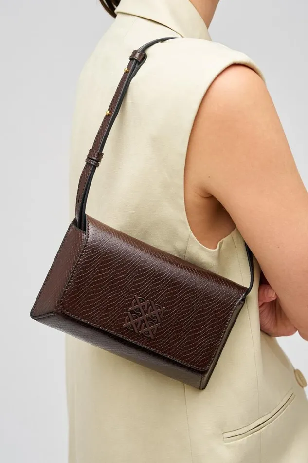 Oroton Baguette Bags Women Della Texture Small Baguette Mahogany