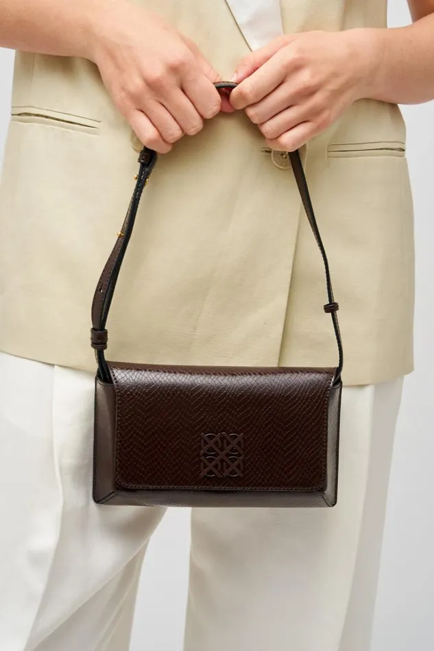 Oroton Baguette Bags Women Della Texture Small Baguette Mahogany