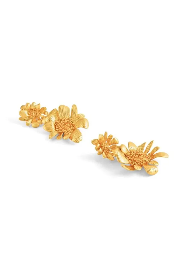 Oroton Earrings Jewellery Peony Drop Earrings Worn Gold