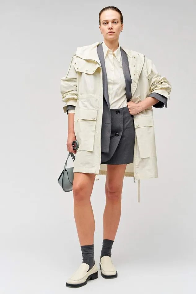 Oroton Jackets and Outerwear Women Longline Parka Limestone