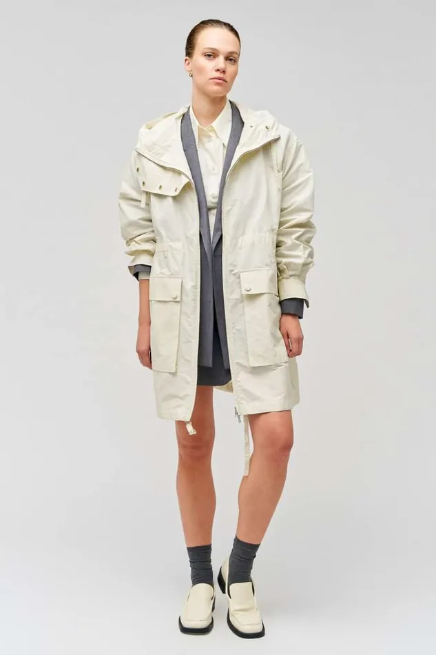 Oroton Jackets and Outerwear Women Longline Parka Limestone