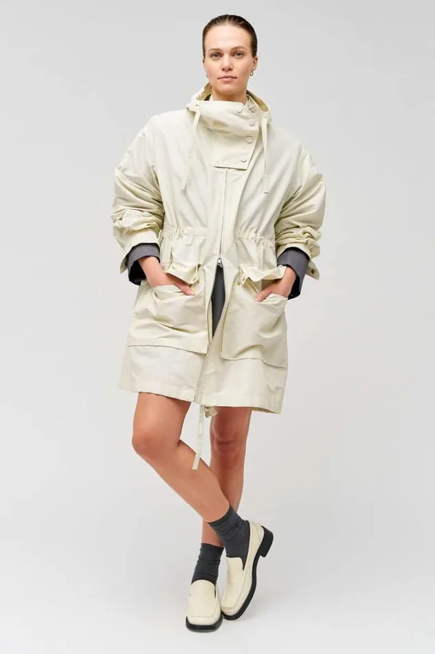 Oroton Jackets and Outerwear Women Longline Parka Limestone