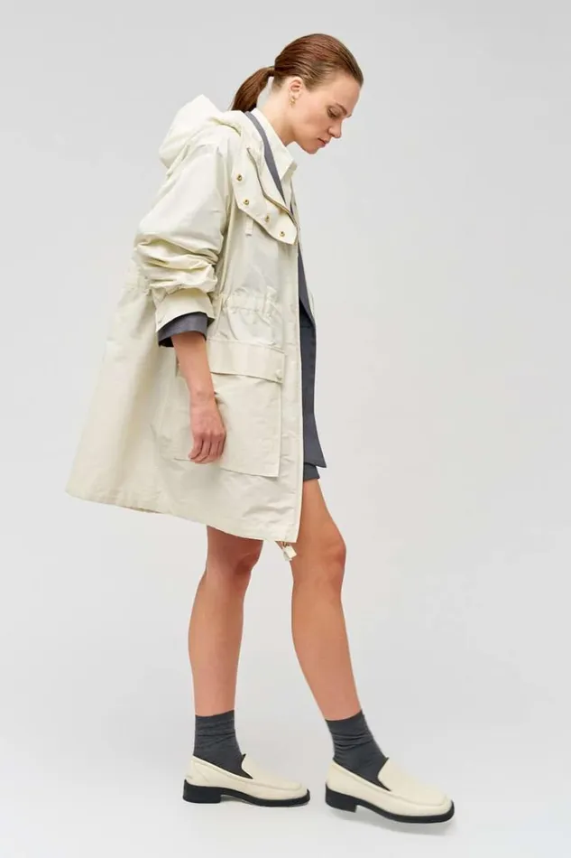 Oroton Jackets and Outerwear Women Longline Parka Limestone