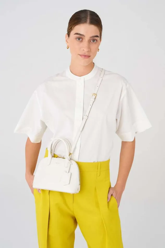 Oroton Mini Bags Women Muse Micro Griptop Paper White