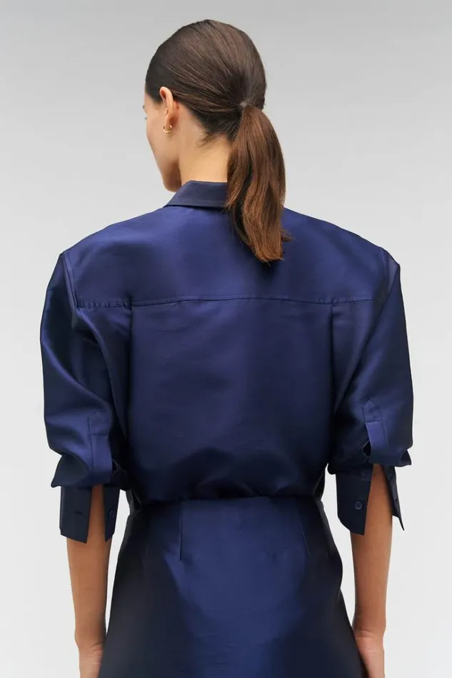 Oroton Sets Women Fringe Beaded Satin Overshirt North Sea