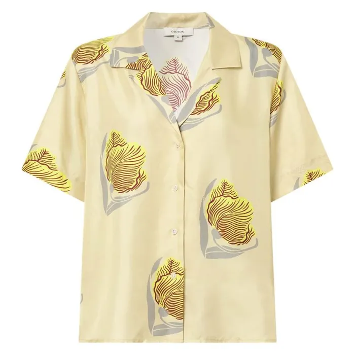 Oroton Sets Women Linear Tulip Camp Shirt Fennel