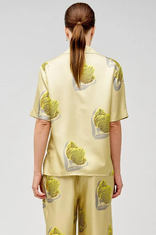 Oroton Sets Women Linear Tulip Camp Shirt Fennel