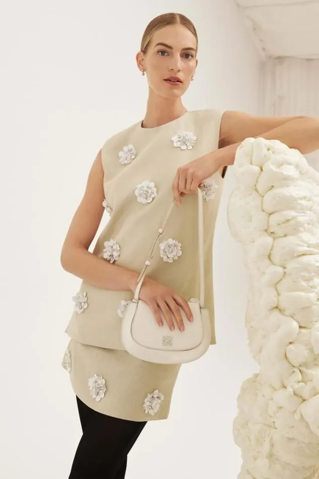 Oroton Skirts Women Flower Sequin Mini Skirt Limestone