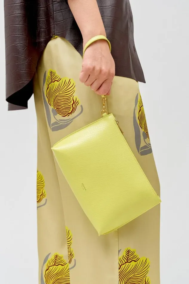 Oroton Wallets Accessories Mia Texture Pouch Sicily Yellow