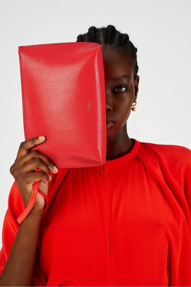 Oroton Wallets Accessories Mia Texture Pouch True Red