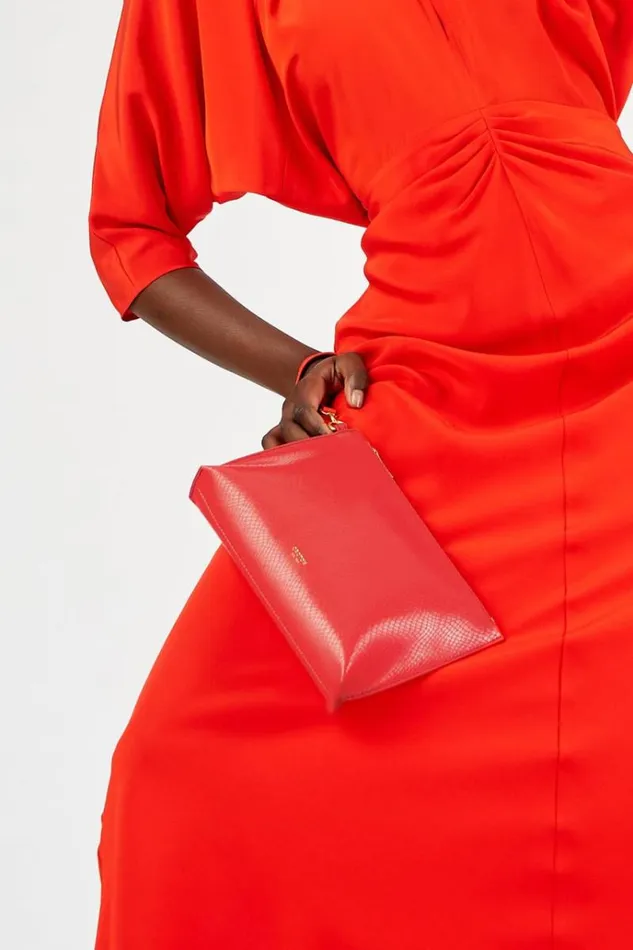 Oroton Wallets Accessories Mia Texture Pouch True Red