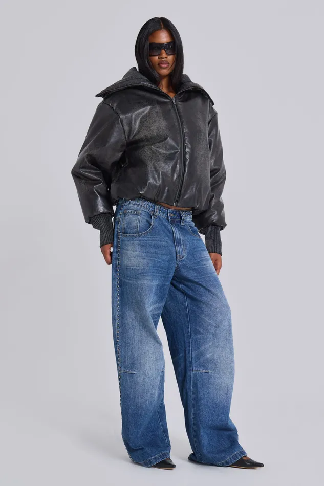 Outerwear Jaded London Women Alloy Vegan Leather Bomber Jacket