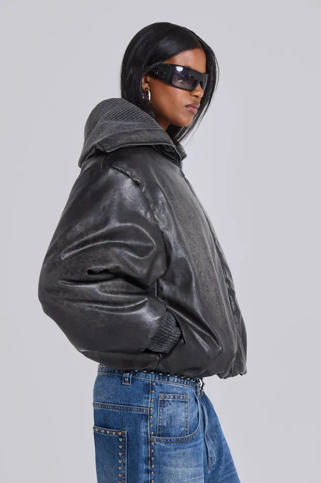 Outerwear Jaded London Women Alloy Vegan Leather Bomber Jacket