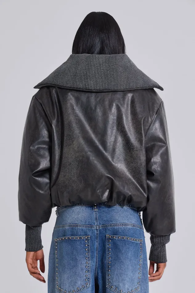 Outerwear Jaded London Women Alloy Vegan Leather Bomber Jacket
