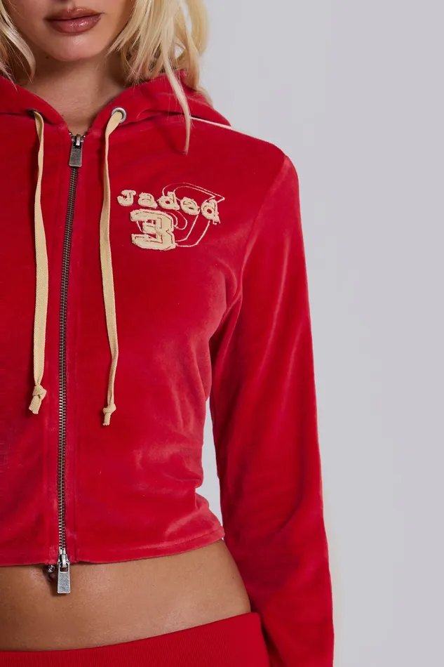 Outerwear Women Shop Three Velour Fitted Hoodie Jaded London