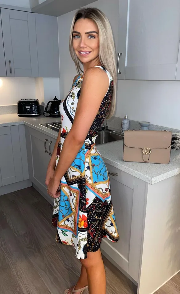 Paisley Patchwork Sleeveless Skater Dress Women Missfiga Skater Dresses