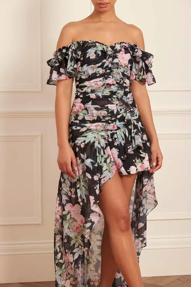 Paradise Garden Susie Chiffon HighLow Dress Black Women Needle and Thread Dresses