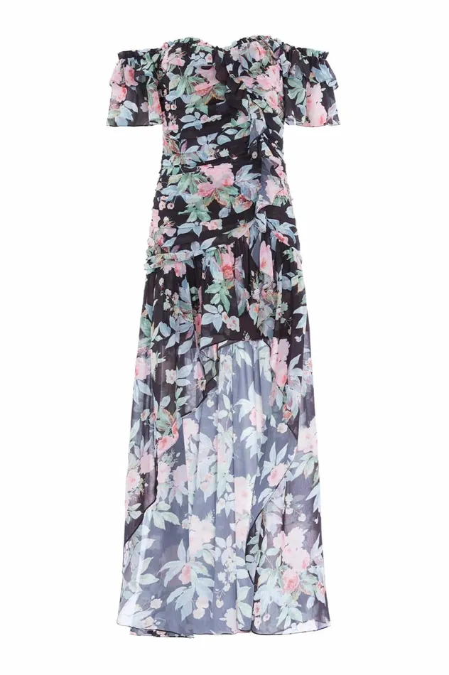 Paradise Garden Susie Chiffon HighLow Dress Black Women Needle and Thread Dresses