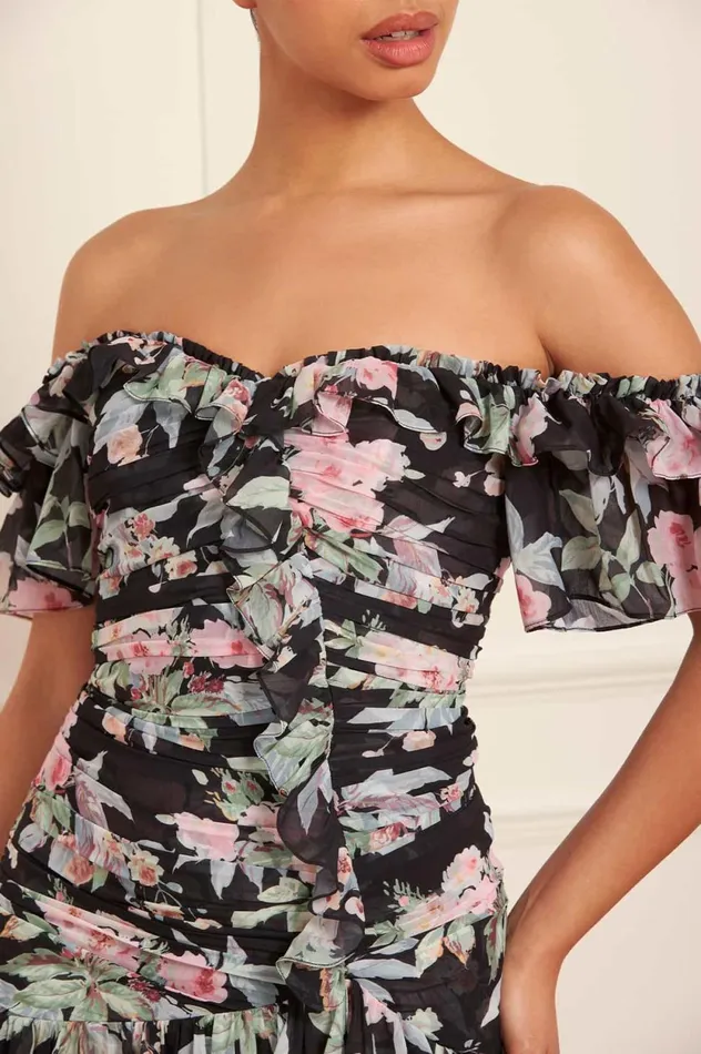 Paradise Garden Susie Chiffon HighLow Dress Black Women Needle and Thread Dresses