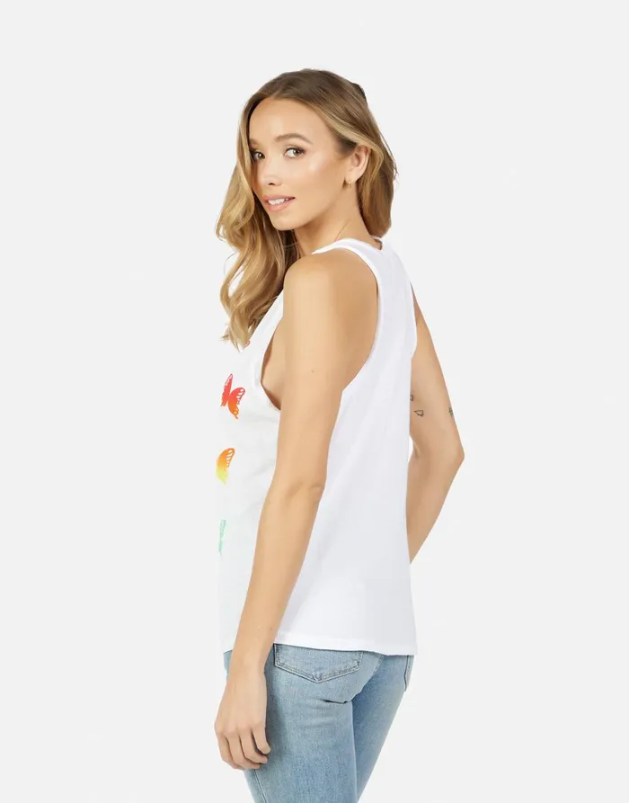 Peyton Rainbow Butterflies White Women039s Lauren Moshi Tanks