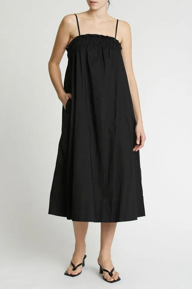 Pistola Denim Farrah Ruffle Top Dress 8211 Noir Women Jumpsuits and Dresses