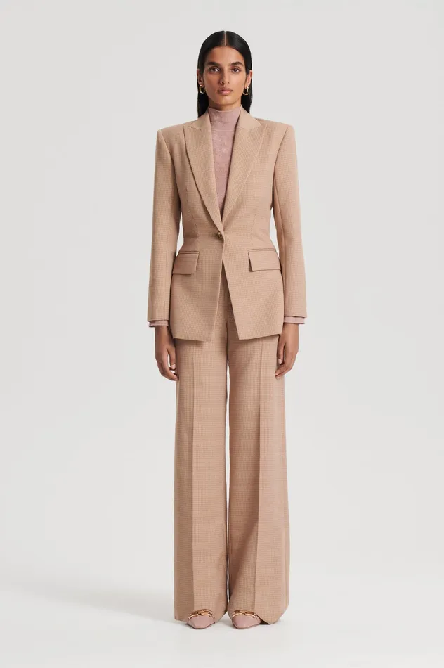 PLAID TAILORED JACKET CARAMEL Jackets Scanlan Theodore Women