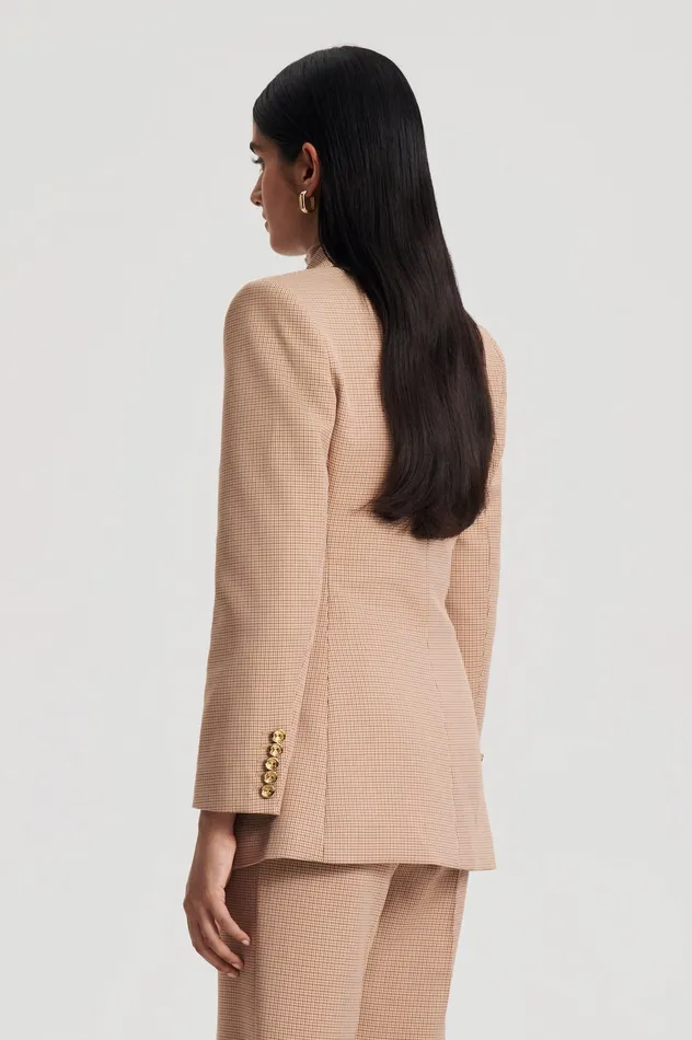PLAID TAILORED JACKET CARAMEL Jackets Scanlan Theodore Women PLAID TAILORED JACKET CARAMEL Jackets Scanlan Theodore Women